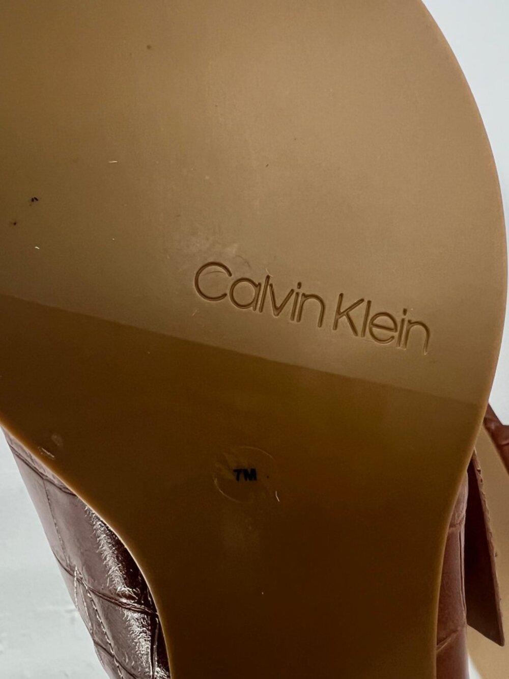 NWOT Calvin Klein Brown Daria Croc Toe Loop Buckle Block Heel Sandal size 7 - Picture 10 of 13